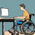 Personne en situation de handicap suivant une formation en E-learning